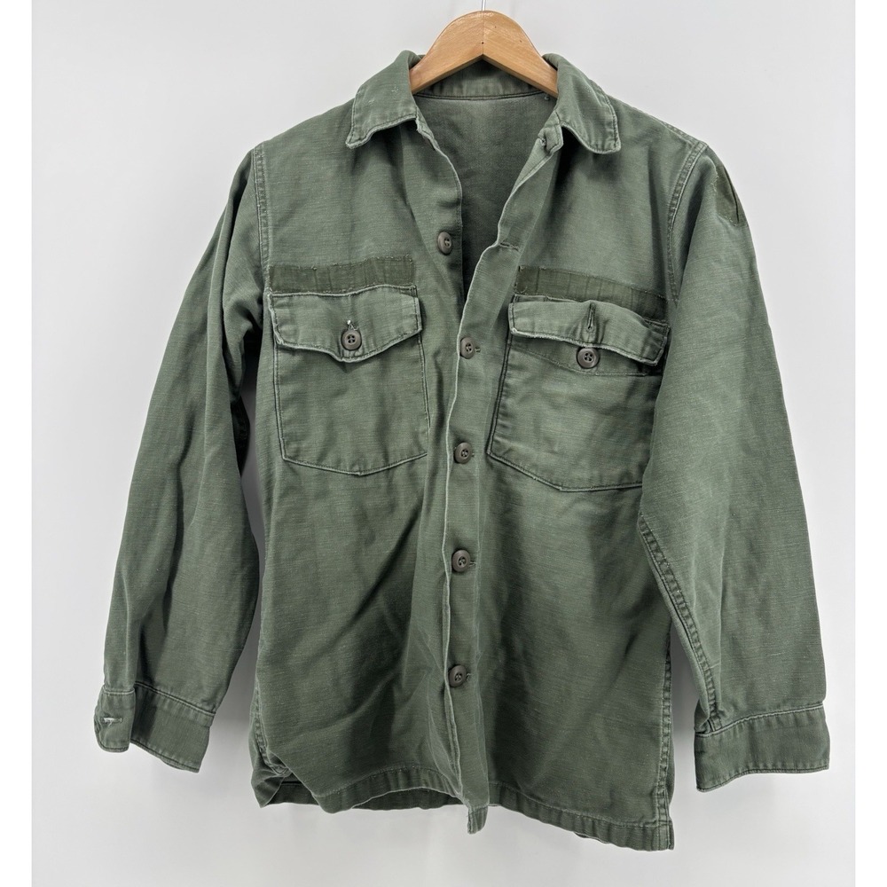 OG-107 Sateen Cotton Utility Shirt US Military Vintage Vietnam Fatigue Small Men